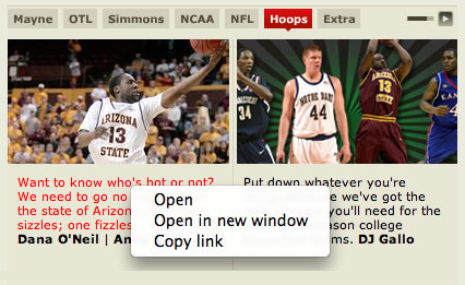 ESPN.com tabs