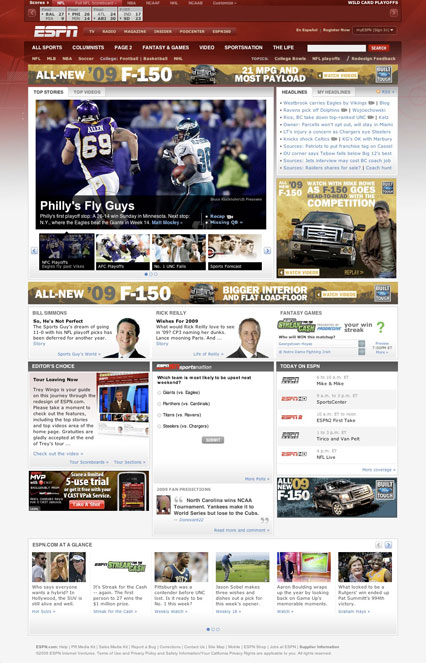 2009 ESPN.com homepage